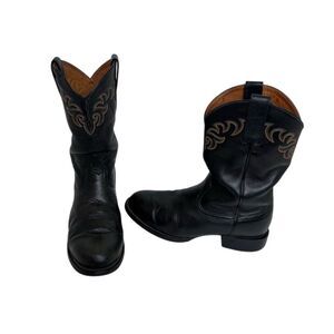 Ariat Men's Black Leather Roper Cowboy Boots Size 8EE Western Ankle